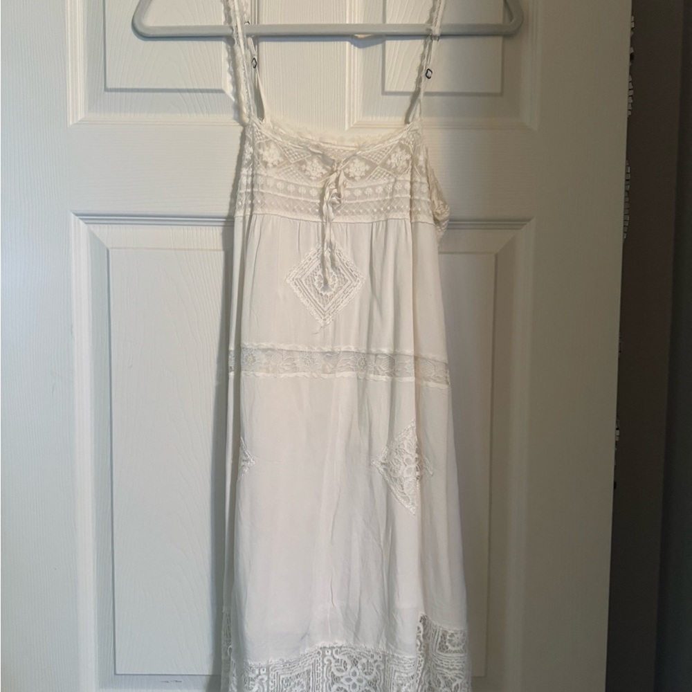Spell White Lace Trim Dress